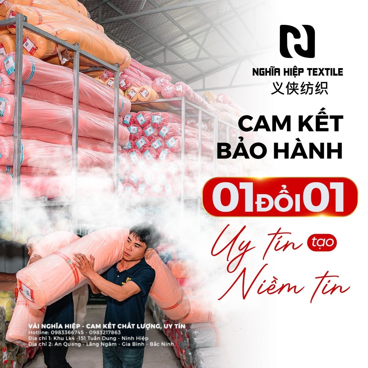 Cam kết bảo hành vải Nghĩa Hiểm